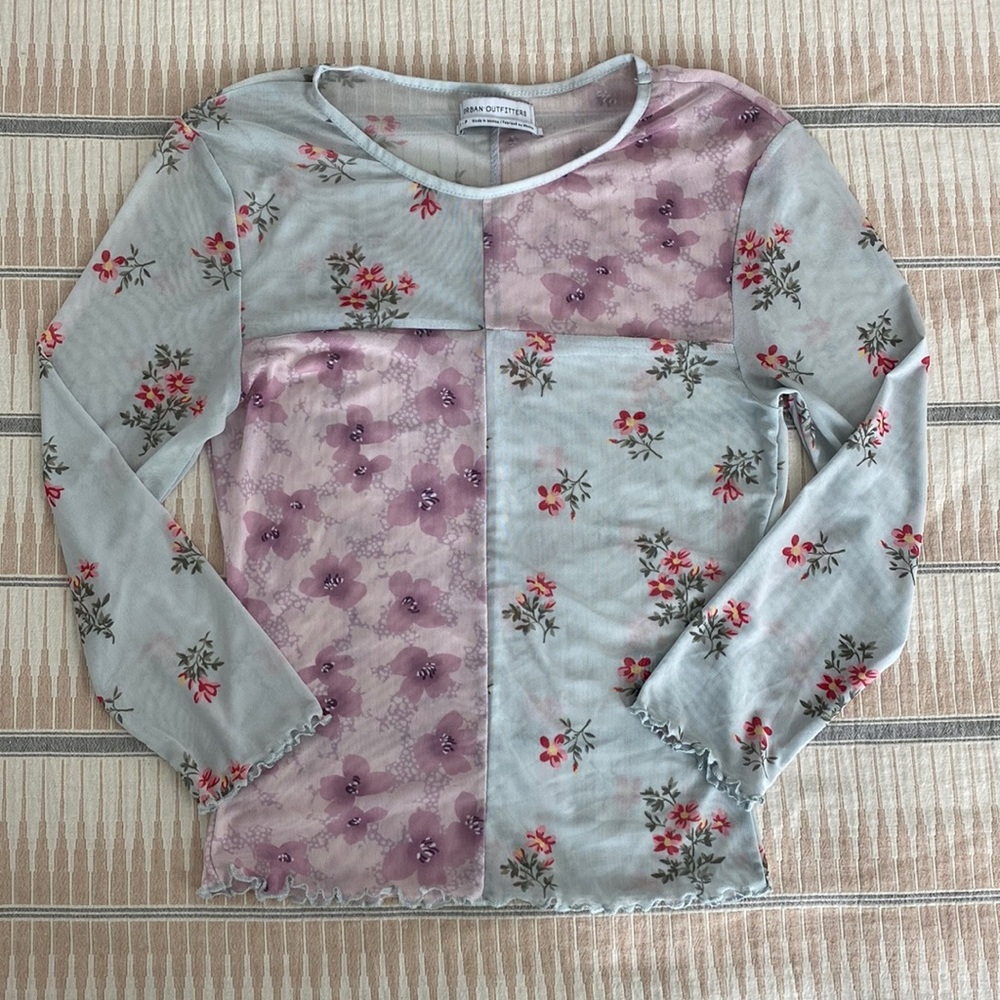 UO Foral Patchwork mesh top